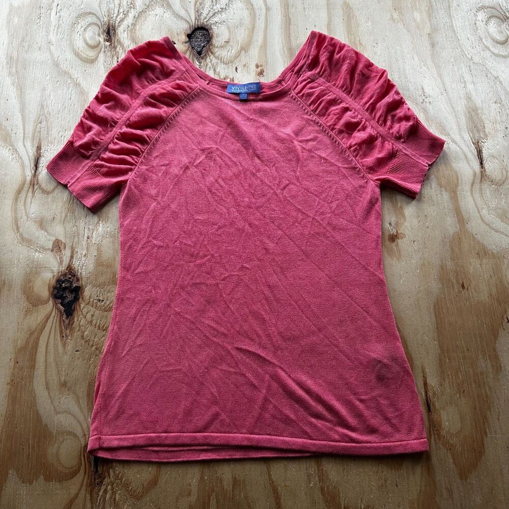 Vivienne Tam Coral Pink Ruched Sleeve Top - 0